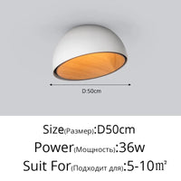 Lustre moderne en bois LED avec grain de bois, pour balcon et couloir - Blanc ou noir