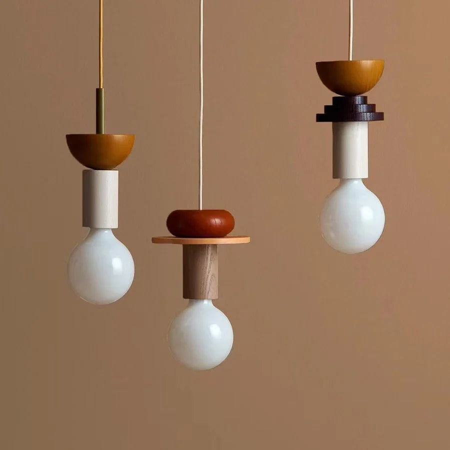Lampe nordique en bois - Suspension LED - Décoration lumineuse pour la maison