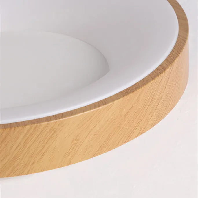 Plafonnier LED Rond Ultra-fin en Grain de Bois - Luxedéco
