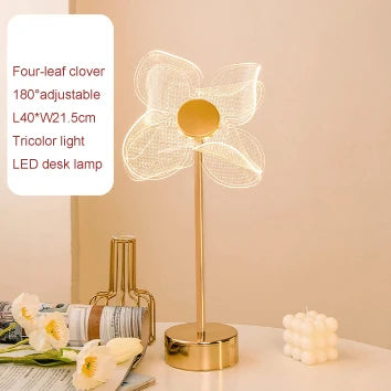 Lampe de table rétro or acrylique papillon LED - Éclairage élégant pour hôtel, villa et salon