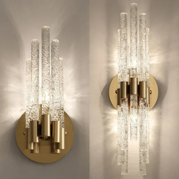 Applique murale LED moderne en cuivre et cristal ondulé - Une touche d'élégance contemporaine