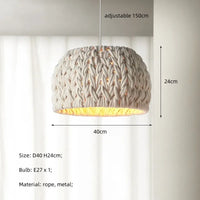 Lustre nordique en corde tricotée Wabi Sabi E27 LED Suspension Luminaire