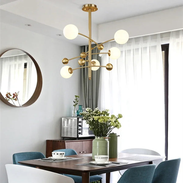 Lustre nordique en cuivre de luxe à 5 têtes