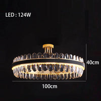 Lustre en cuir LED Cristal Luxueux Rond Suspendu Moderne - Élégance Brillante