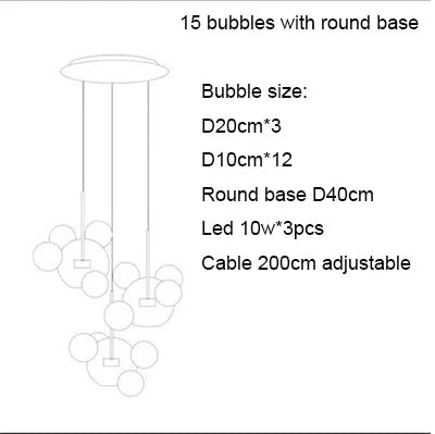 Lustre LED Boules en Verre Design Moderne Éclatant