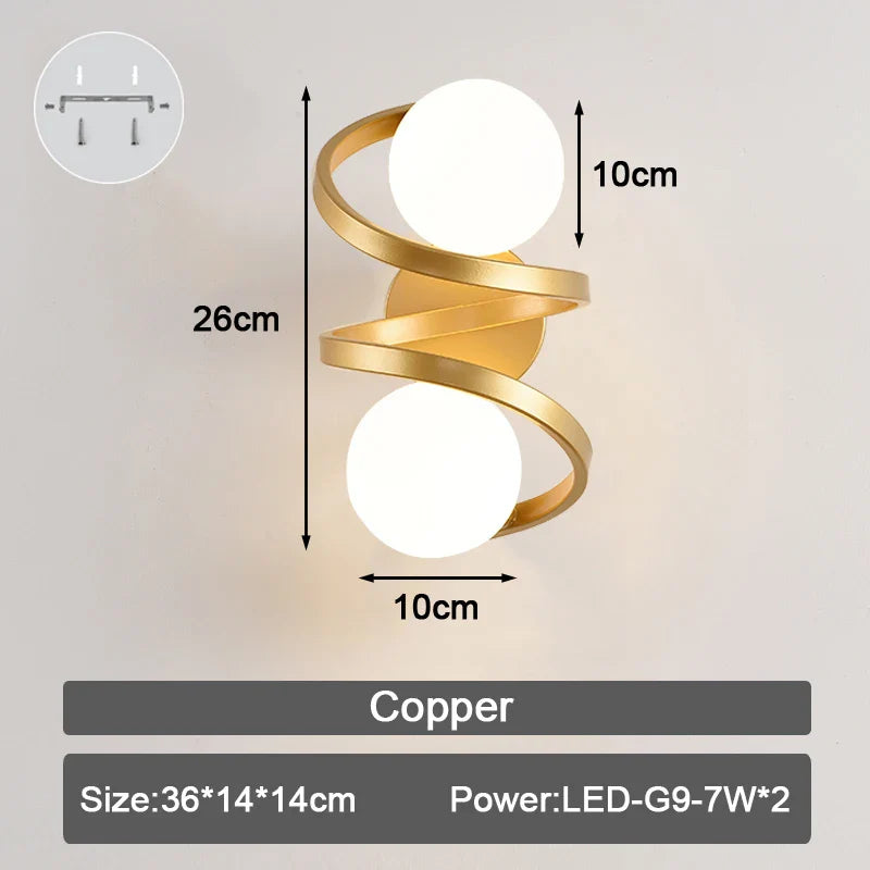 Applique murale LED en verre givré pour intérieur