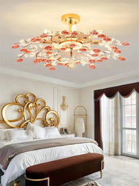 Plafonnier de luxe moderne en céramique avec fleurs en cristal