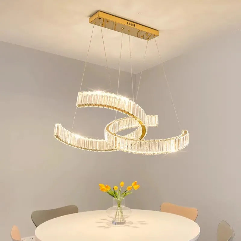 Lustre Cristal Postmoderne en Acier Inoxydable