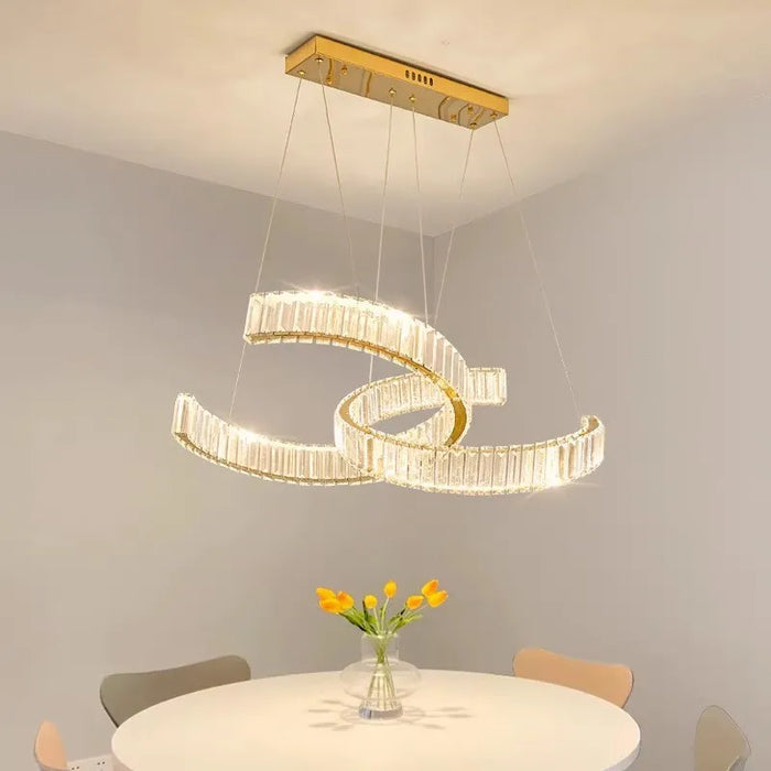 Lustre Cristal Postmoderne en Acier Inoxydable