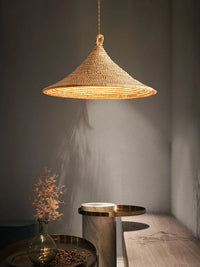 Lustre Japonais en Rotin Tressé