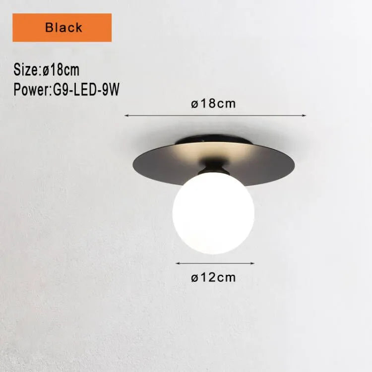 Plafonnier LED Noir et Or Boule en Verre