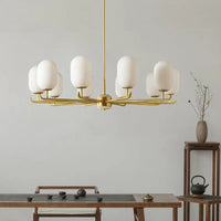 Lustre Chinois de Luxe en Cuivre et Jade