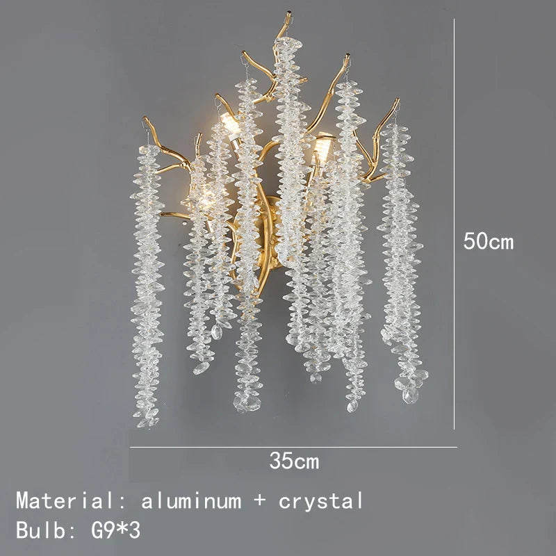 Applique murale LED en cristal et aluminium doré - Nouveauté Art Déco