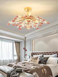 Plafonnier de luxe moderne en céramique avec fleurs en cristal