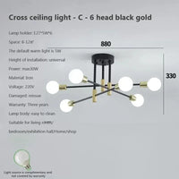 Lustre LED Moderne Chic en Noir, Blanc et Or