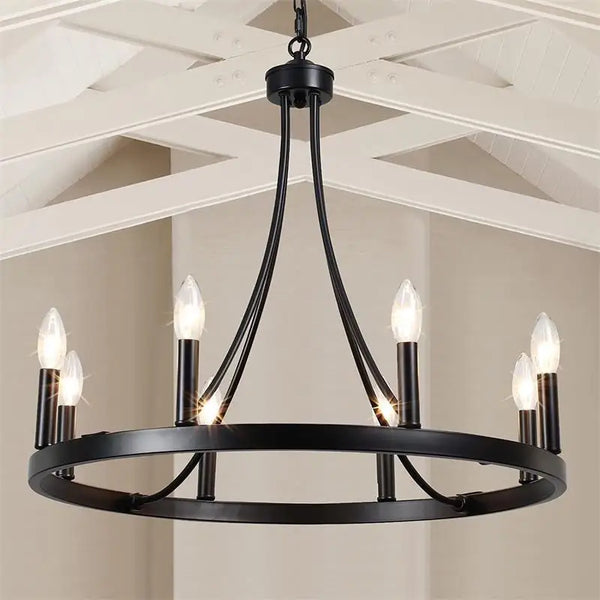 Lustre en fer forgé américain avec éclairage LED 5 têtes - Luxe et Modernité