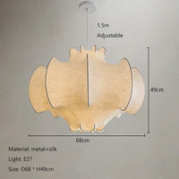 Lustre Nordique en Soie Japonaise Wabi Sabi avec Éclairage LED