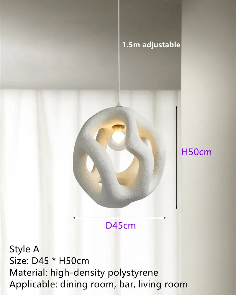 Lustre Restaurant Design Wabi Sabi Nordique LED Handcrafted-Style Japonais Interior Loft Suspension Lumière Noire