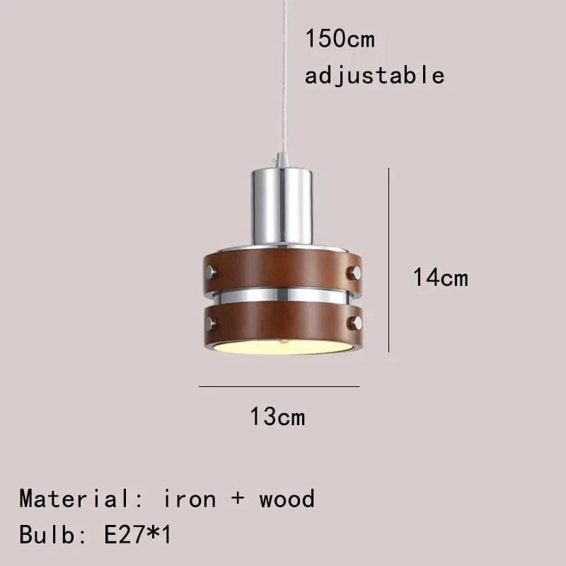 Luminaire Suspension LED en Bois Chromé et Métal