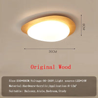 Plafonnier LED en bois nordique avec galets noyer et acrylique