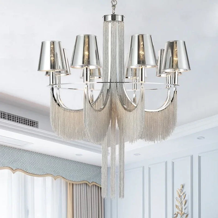 Lustre de luxe moderne avec éclairage intégré pour mariages glamours