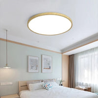 Plafonnier LED Circulaire Ultra-Mince Grain de Bois, 3 Tons de Lumière
