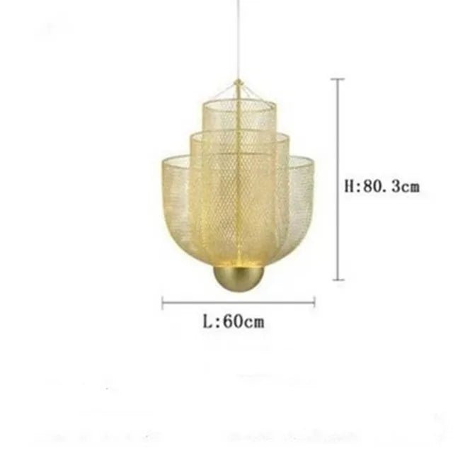 Lustre Nordique Dimmable en Grille Métallique LED Géométrique, Design Moderne