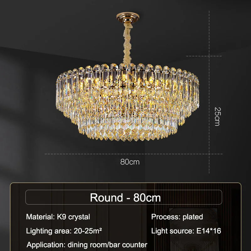 Lustre LED Moderne de Luxe en Cristal pour Salon et Salle à Manger