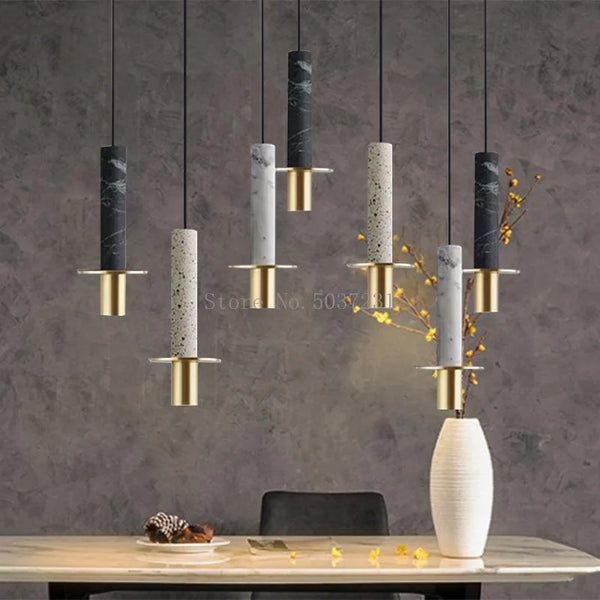 Lustre LED en marbre vintage doré loft - éclairage suspendu bar