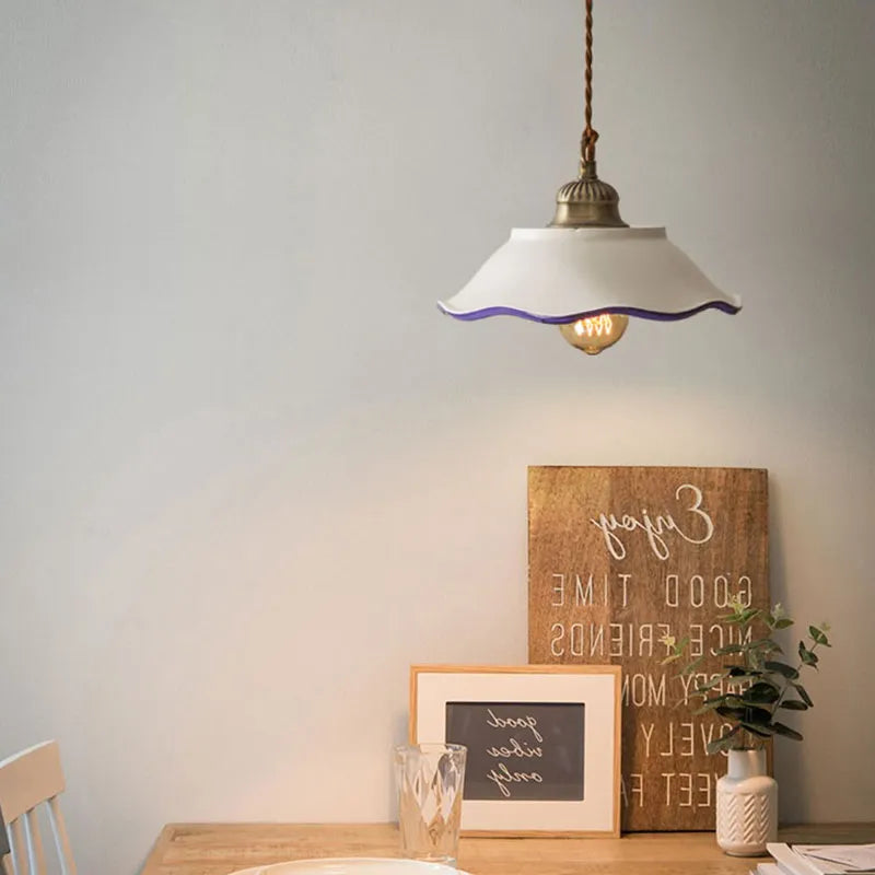Suspension Fleur Vintage Style Loft en Céramique