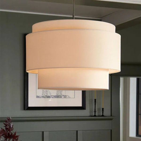 Lampe de style japonais Camden en suspension avec abat-jour en tissu minimaliste
