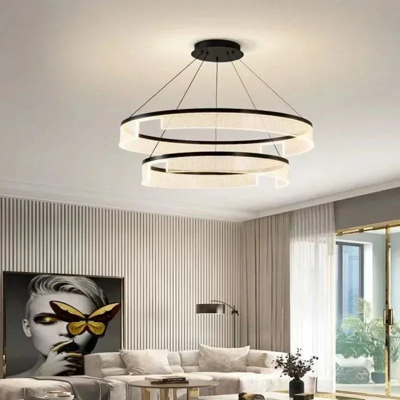 Lustre LED Anneaux Suspendu Nordique Moderne