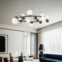 Lampe suspendue design en métal et verre ajustable pour décoration intérieure