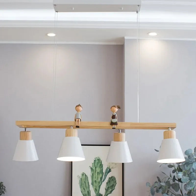 Suspension en fer nordique minimaliste en bois Macaron - Édition Scandinave
