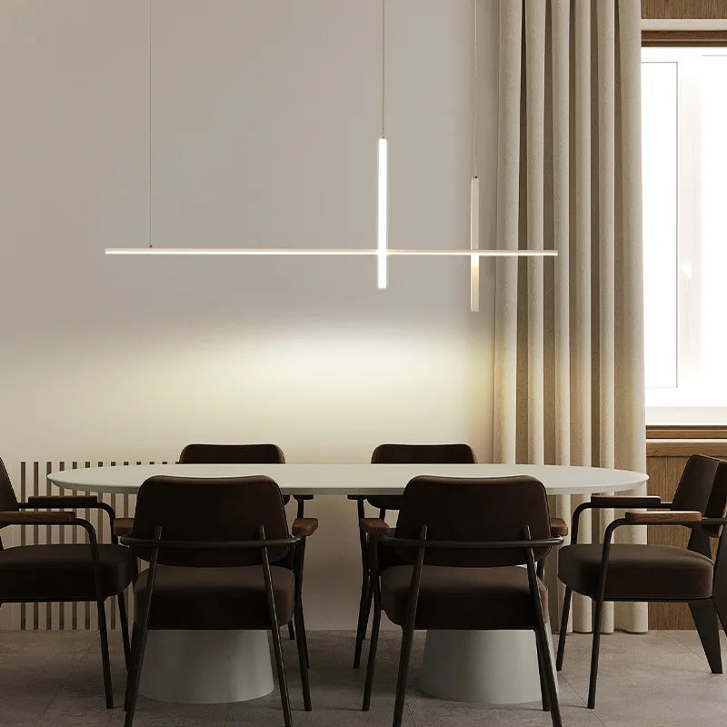 Lustre LED Minimaliste Moderne Dimmable Noir pour Table Salle à Manger Cuisine Bar - Suspension Éclairage Design