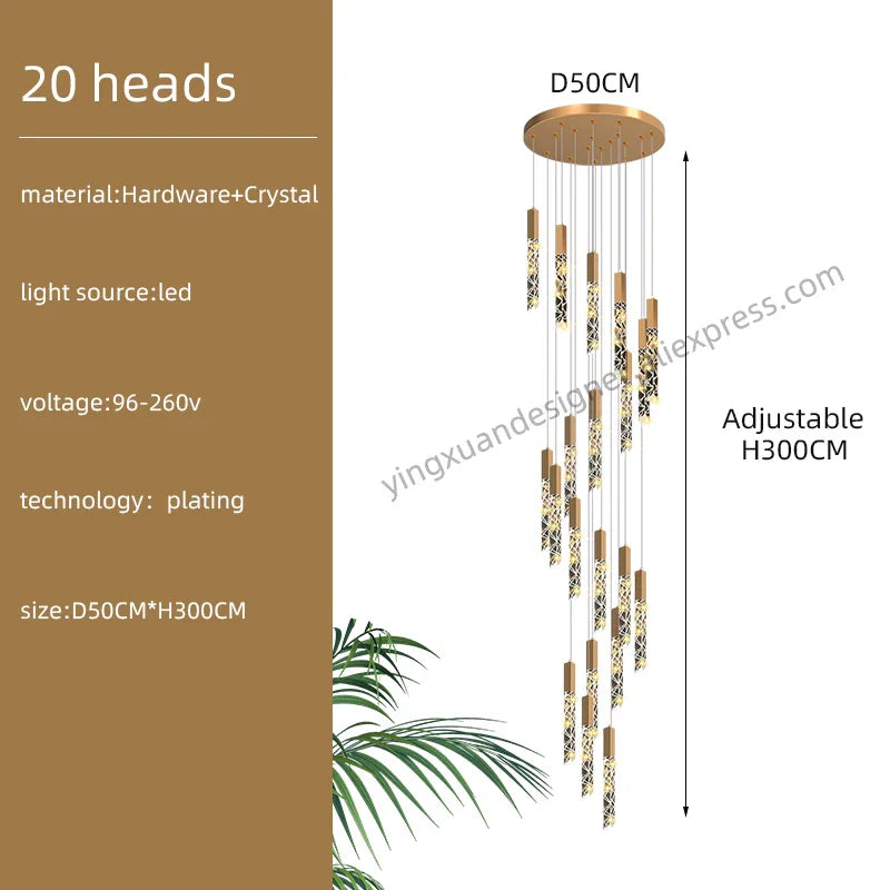 Suspension d'escalier en cristal Luxe & Élégance
