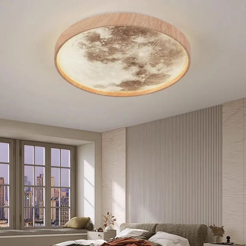 Plafonnier LED nordique Lunaire en bois