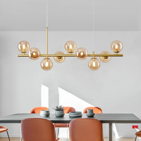 NORLA Nordique Moderne Suspension LED Or Lumière Boule de Verre - Luminaire Design