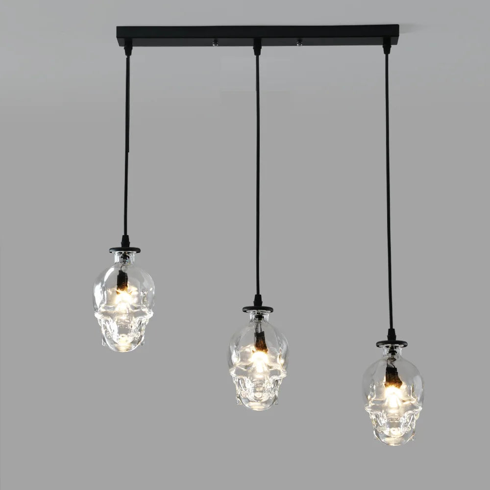 Suspension Loft Américain Rétro LED - Crâne Bouteille Vin Décoration Café
