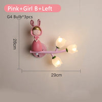Applique murale LED G4 Lapin Fleur pour Enfants - Modèle Fille