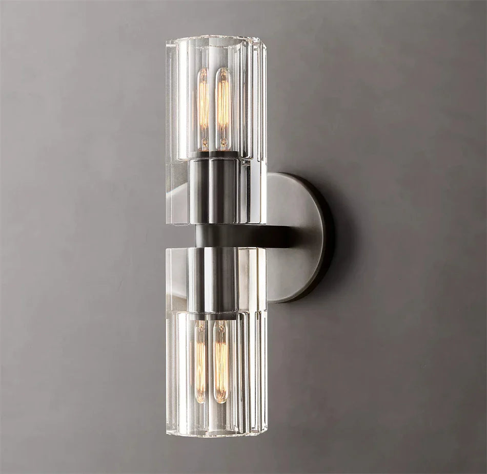 Applique murale LED Moderne en Cristal Clair et Nickel Laiton
