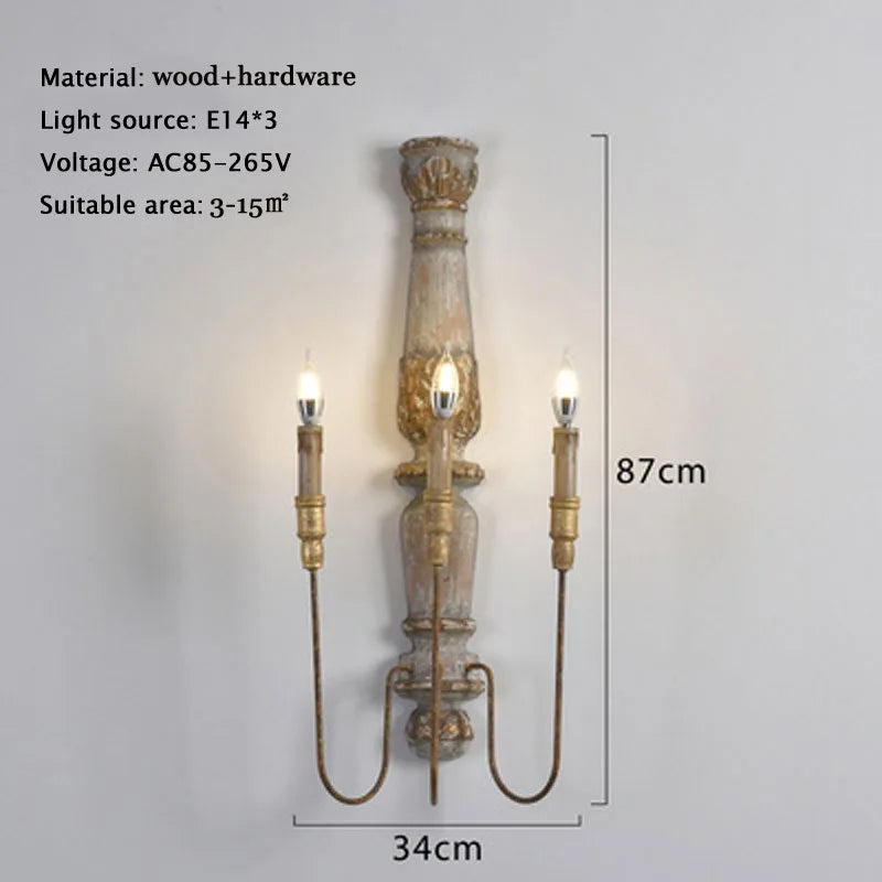 Applique Murale Rétro Américaine en Bois - Déco Murale Rustique Française