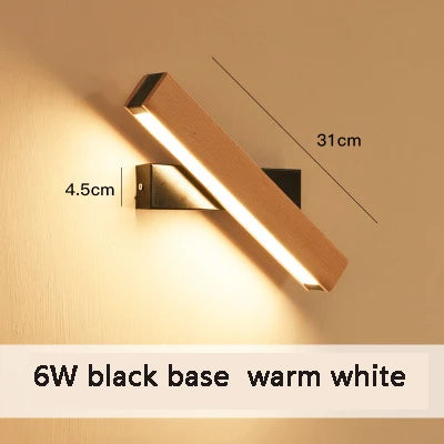 Applique murale rotative nordique en bois massif LED ajustable