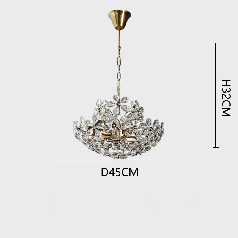 Lustre Plafond Rétro Fleur Cristal LED QFontaines D'Intérieur