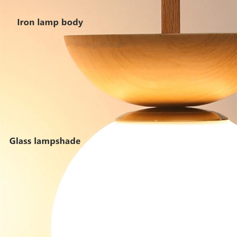 Plafonnier LED "Naturel Nordique" avec Abat-jour en Verre