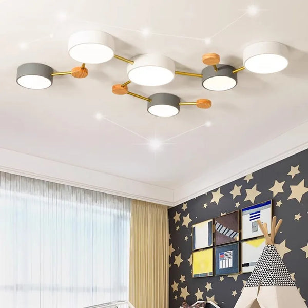 Lustre LED en Bois Nordique - Design Simple et Créatif