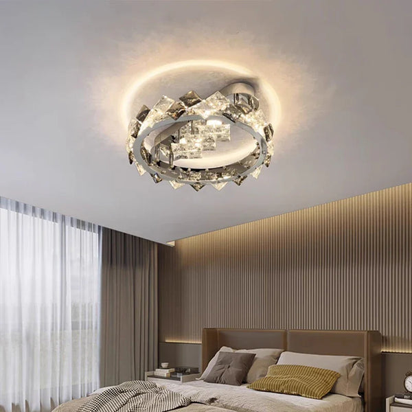 Plafonnier LED en cristal de luxe suspendu