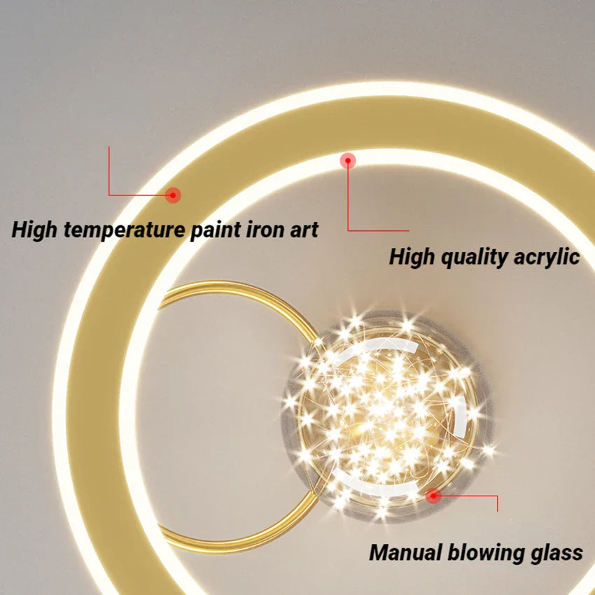 Plafonnier Doré de Luxe à LED Moderne Boule de Verre