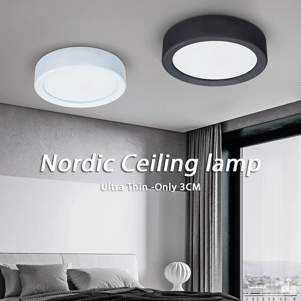 Mini LED Plafonnier Dimmable en Grain de Bois - Éclairage de Surface