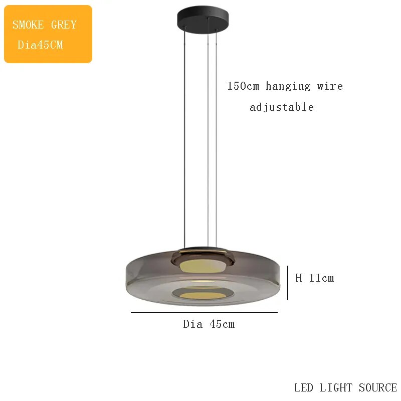 Lustre en verre italien minimaliste